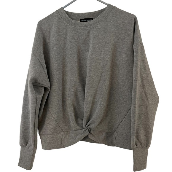 Cynthia Rowley Gray Twist Front Crewneck Sweatshirt Top, Size L - Picture 1 of 5
